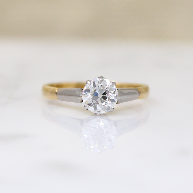 English .75ct Old European Cut Diamond Solitaire Ring