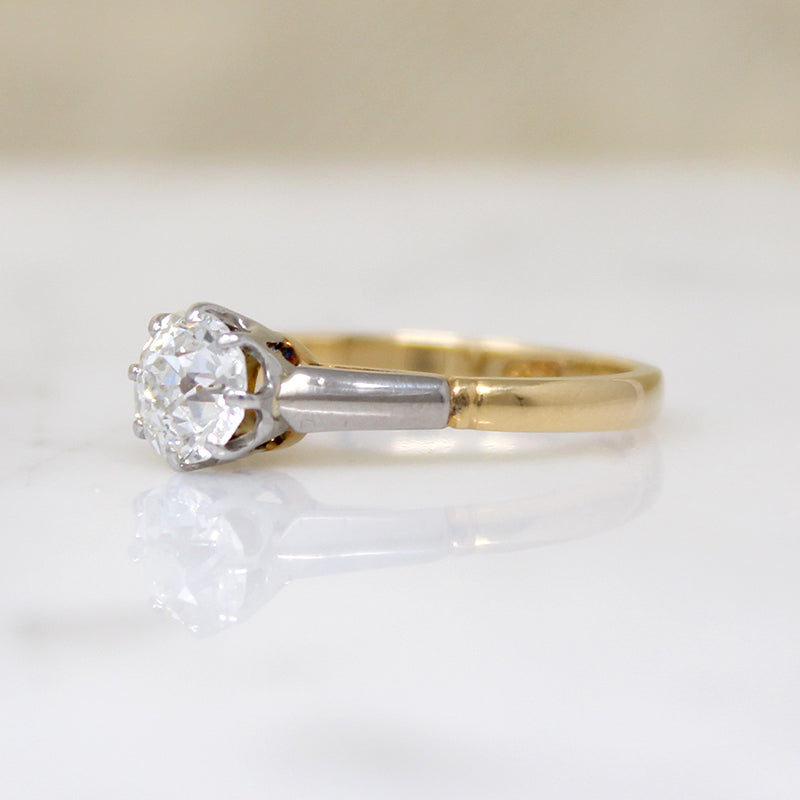 English .75ct Old European Cut Diamond Solitaire Ring