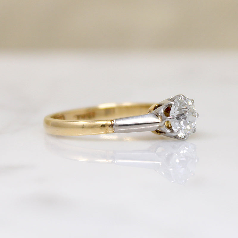 English .75ct Old European Cut Diamond Solitaire Ring