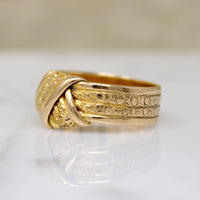 Unusual Engraved 18ct Gold Love Knot Band