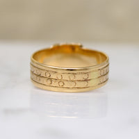 Unusual Engraved 18ct Gold Love Knot Band