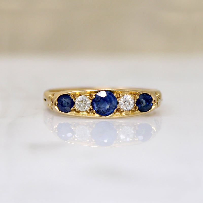 Glossy 22ct Gold Sapphire & Diamond Band
