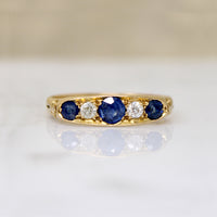 Glossy 22ct Gold Sapphire & Diamond Band