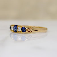 Glossy 22ct Gold Sapphire & Diamond Band