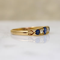 Glossy 22ct Gold Sapphire & Diamond Band