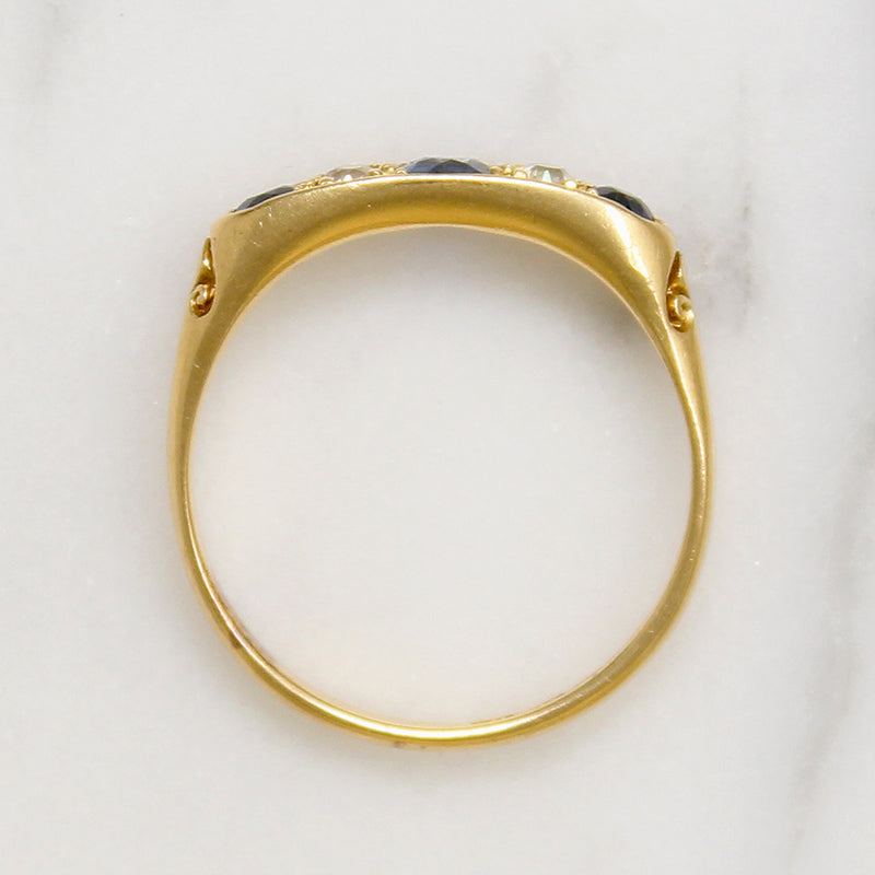 Glossy 22ct Gold Sapphire & Diamond Band