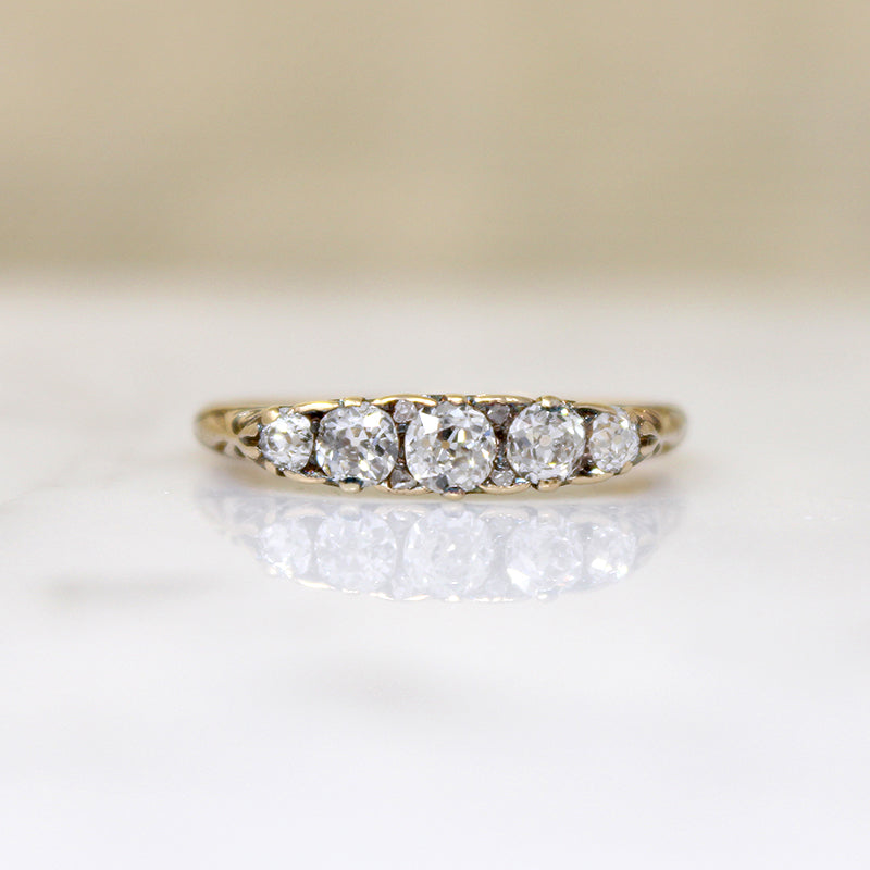 Romantic Old European & Rose Cut Diamond 18ct Band