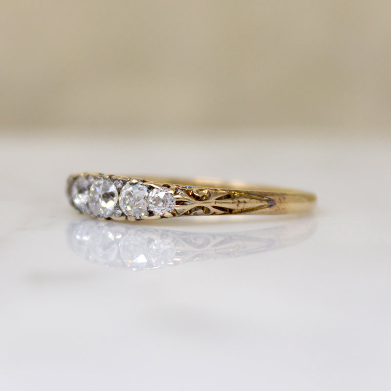 Romantic Old European & Rose Cut Diamond 18ct Band