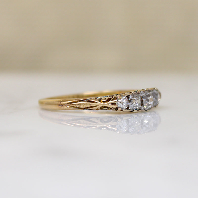 Romantic Old European & Rose Cut Diamond 18ct Band