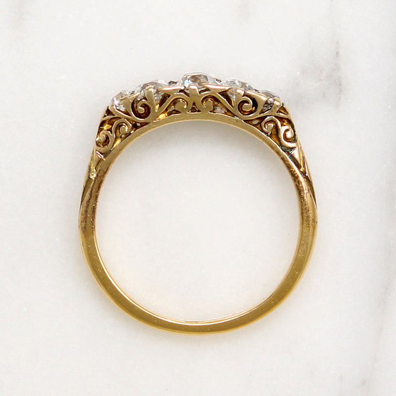 Romantic Old European & Rose Cut Diamond 18ct Band