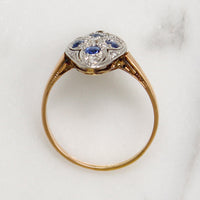 Sapphire & Diamond English Navette Ring