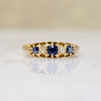 English 18ct Gold Sapphire & Diamond Band
