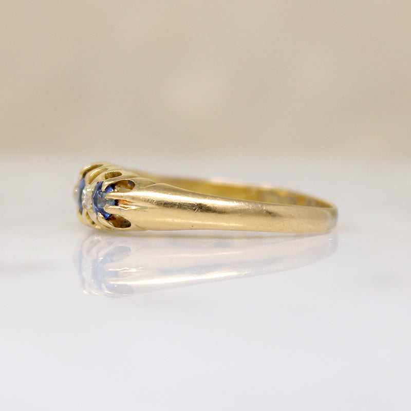 English 18ct Gold Sapphire & Diamond Band
