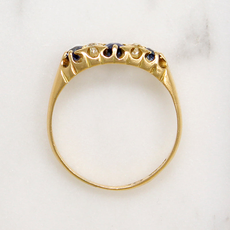 English 18ct Gold Sapphire & Diamond Band