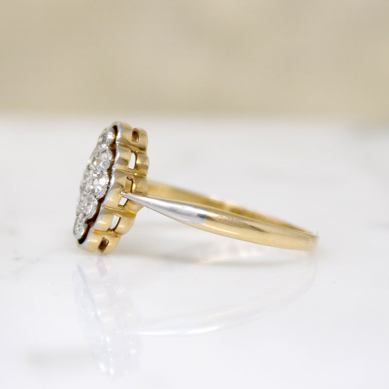 Sophisticated Edwardian Navette Diamond Cluster Ring