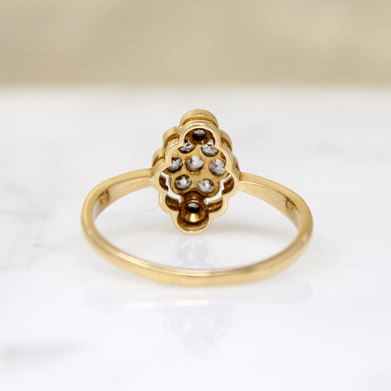 Sophisticated Edwardian Navette Diamond Cluster Ring
