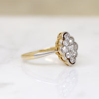 Sophisticated Edwardian Navette Diamond Cluster Ring
