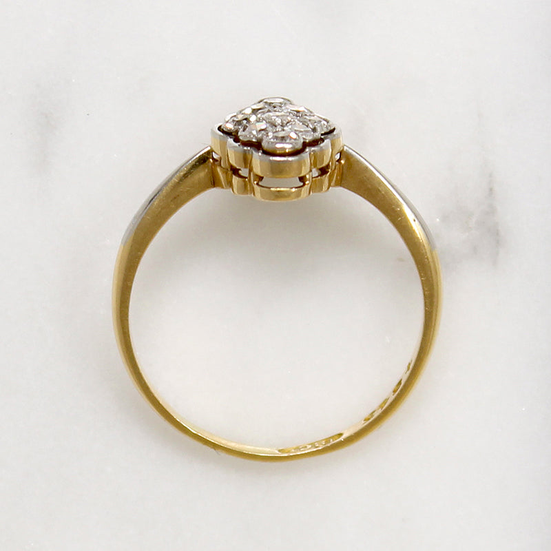 Sophisticated Edwardian Navette Diamond Cluster Ring