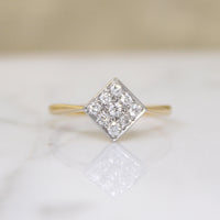 Diamond Encrusted On-Point Square Platinum & 18ct Ring