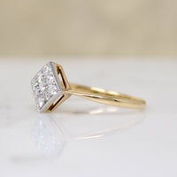 Diamond Encrusted On-Point Square Platinum & 18ct Ring