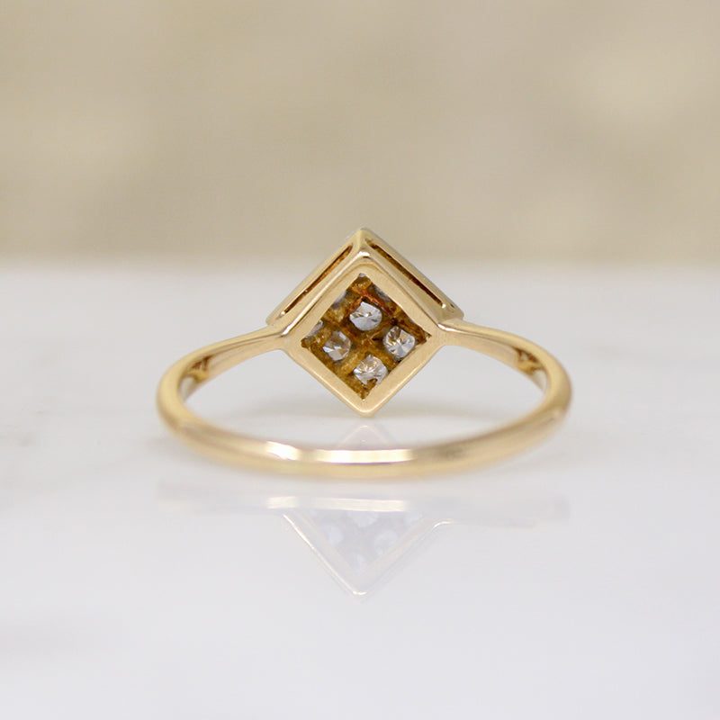 Diamond Encrusted On-Point Square Platinum & 18ct Ring