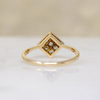 Diamond Encrusted On-Point Square Platinum & 18ct Ring