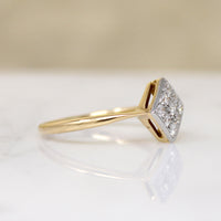  Diamond Encrusted On-Point Square Platinum & 18ct Ring