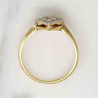 Diamond Encrusted On-Point Square Platinum & 18ct Ring