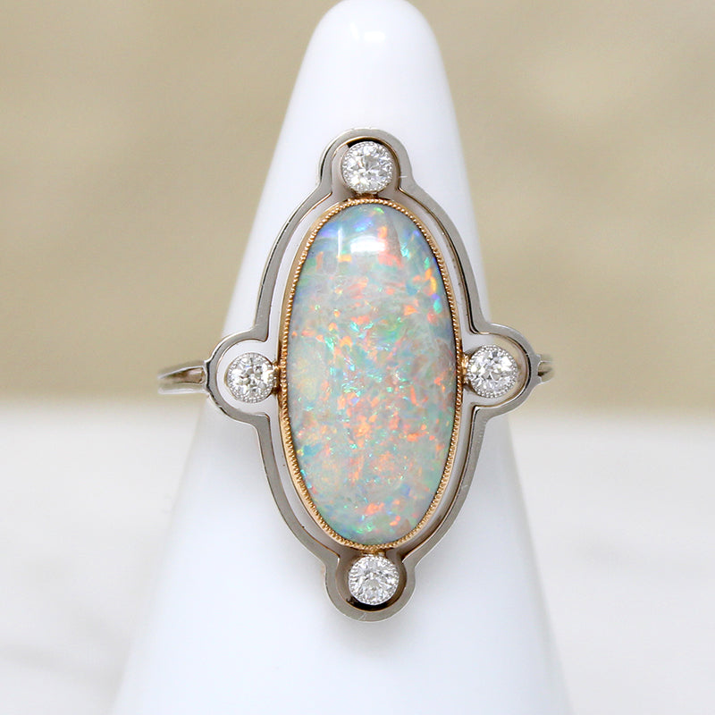 Ethereal Opal in Platinum & 15ct Gold Ring