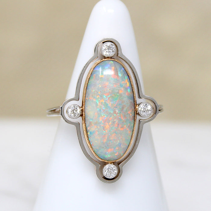 Ethereal Opal in Platinum & 15ct Gold Ring