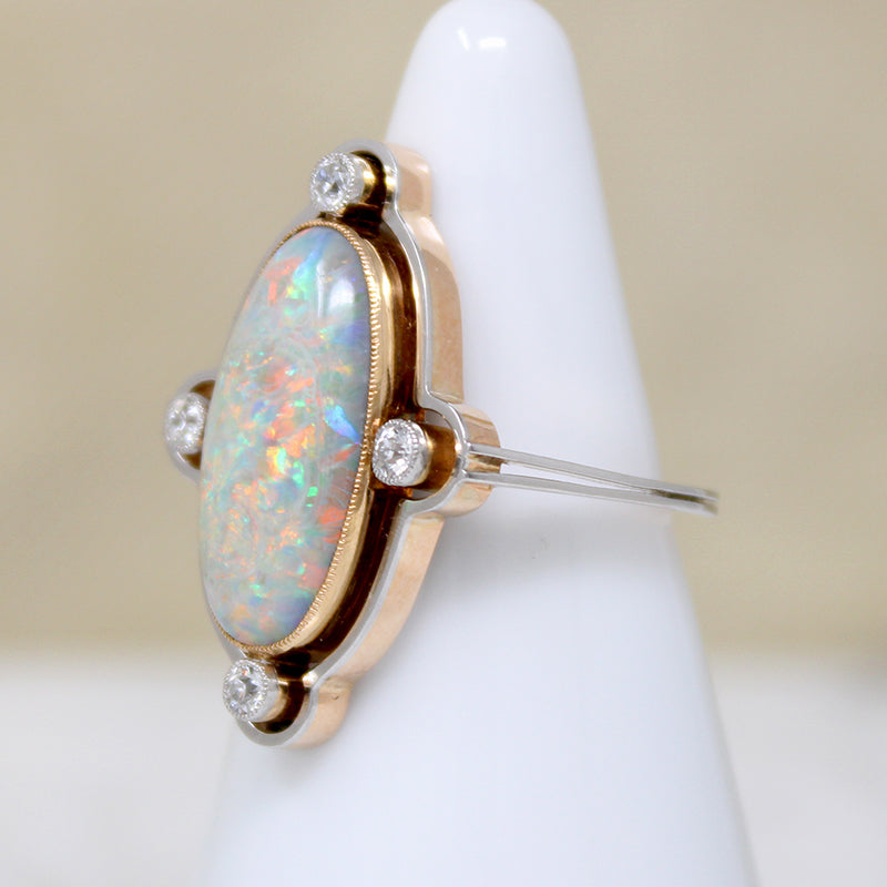 Ethereal Opal in Platinum & 15ct Gold Ring