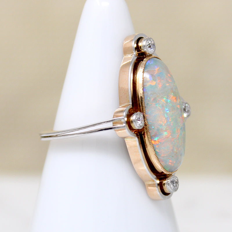 Ethereal Opal in Platinum & 15ct Gold Ring