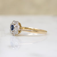 Two-Tone Sapphire & Diamond English Flower Ring