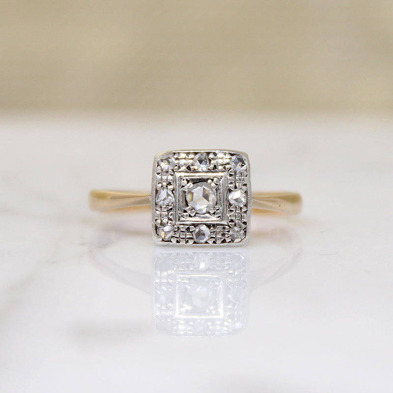 Darling Rose Cut Diamond-Set Square Ring