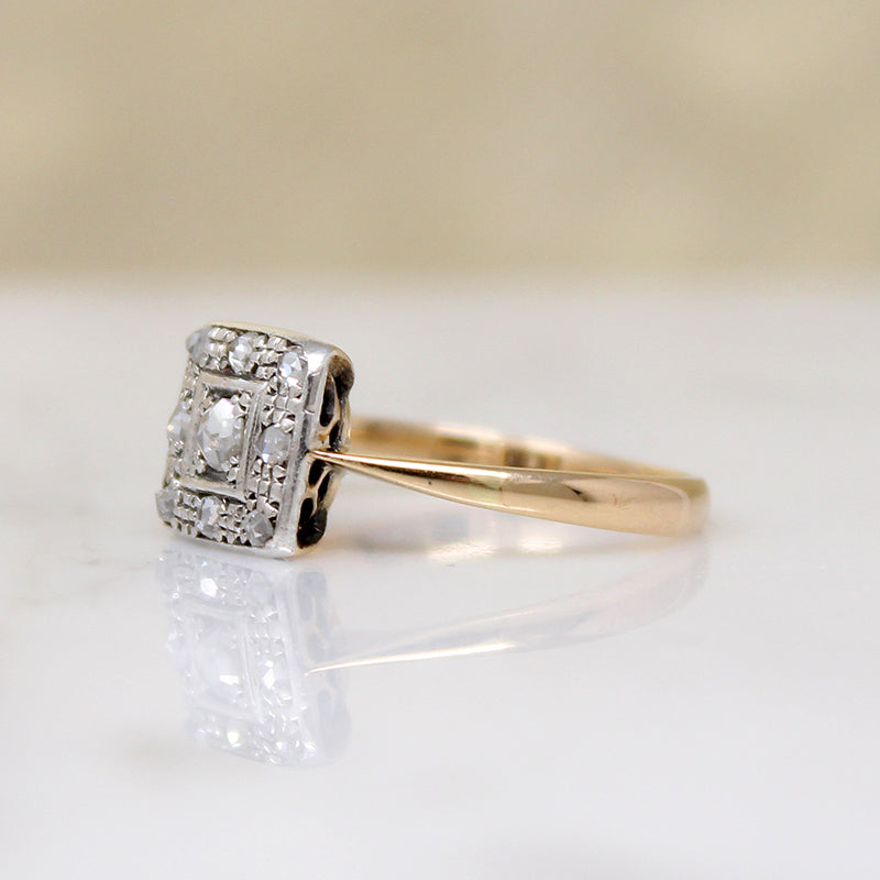Darling Rose Cut Diamond-Set Square Ring