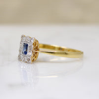 Sapphire & Diamonds in Two-Tone Picture Frame Ring