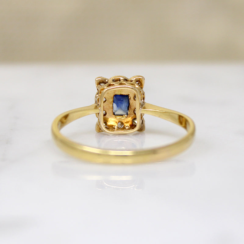 Sapphire & Diamonds in Two-Tone Picture Frame Ring
