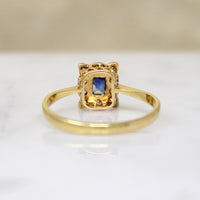 Sapphire & Diamonds in Two-Tone Picture Frame Ring