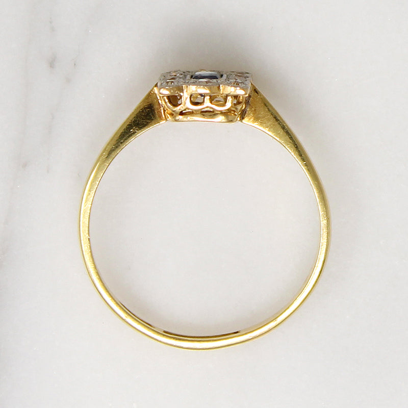Sapphire & Diamonds in Two-Tone Picture Frame Ring