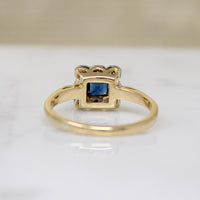 Sweet Sapphire & Diamond Square Picture Frame Ring