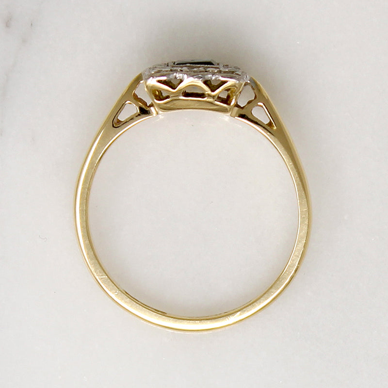 Sweet Sapphire & Diamond Square Picture Frame Ring