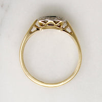 Sweet Sapphire & Diamond Square Picture Frame Ring
