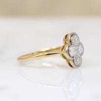 Elevated English Diamond Quatrefoil Ring
