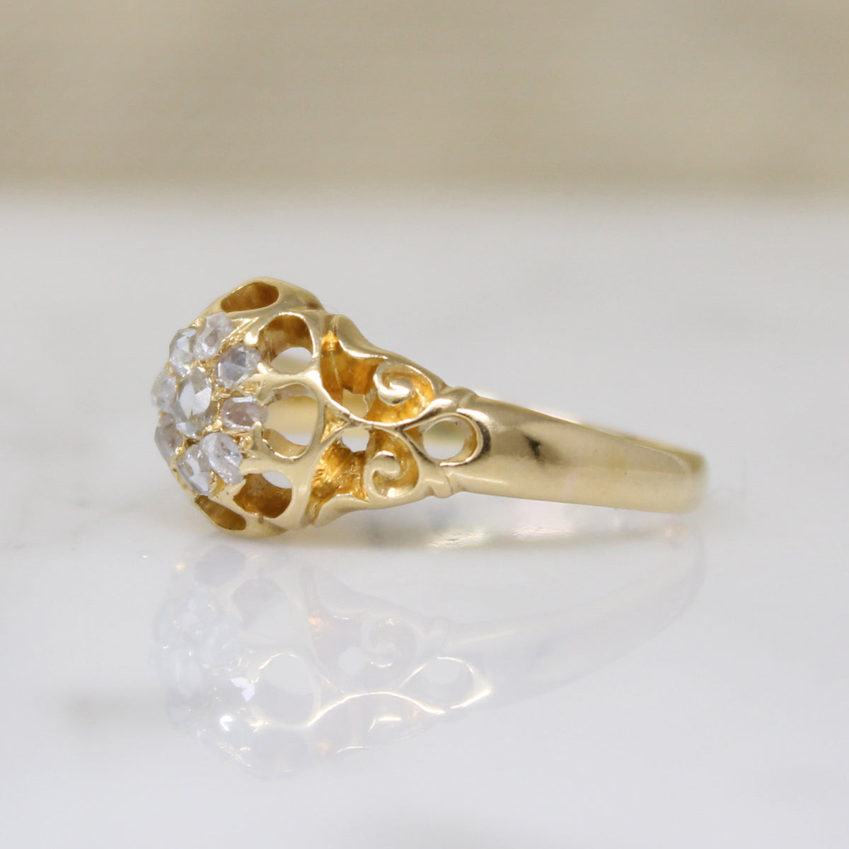 Fetching Victorian Rose Cut Diamond Cluster Ring