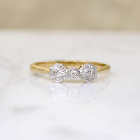 Dapper Little English Bow Ring with Diamonds