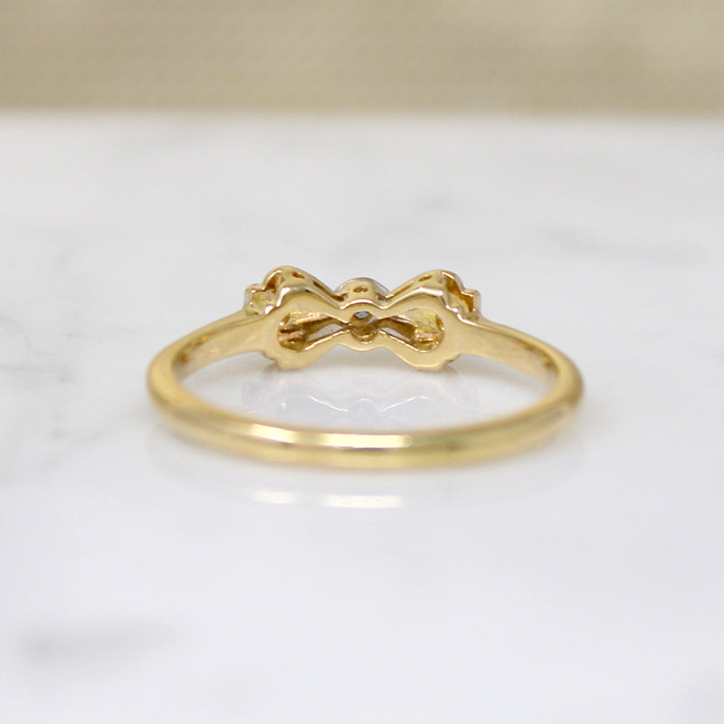 Dapper Little English Bow Ring with Diamonds