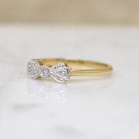 Dapper Little English Bow Ring with Diamonds