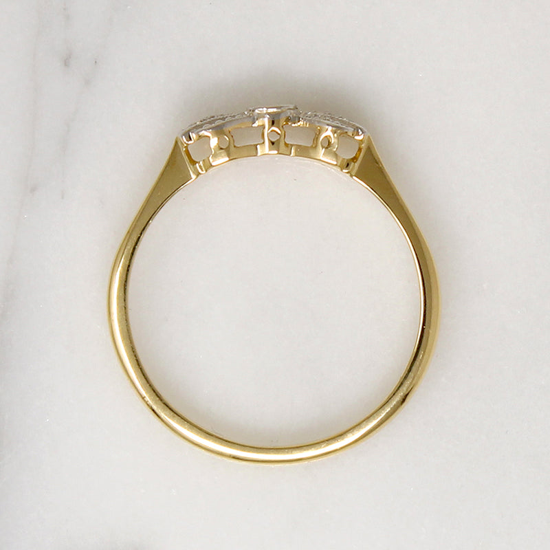 Dapper Little English Bow Ring with Diamonds