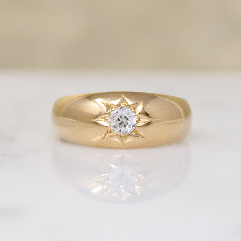 Old European Cut Diamond & 18ct Chester Gypsy Band