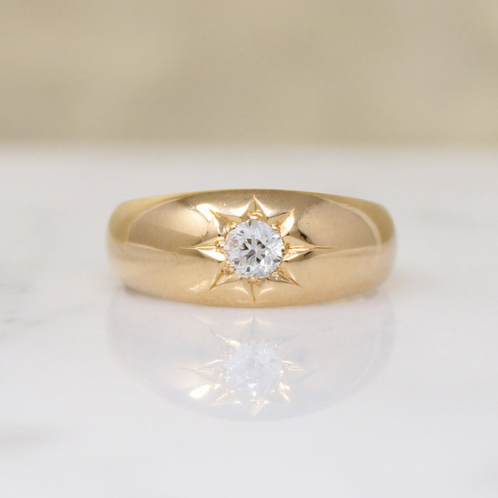 Old European Cut Diamond & 18ct Chester Gypsy Band